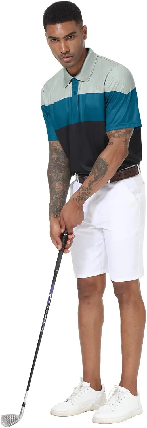 Mens Short Sleeve Golf Polo Shirts Dry Fit Moisture Wicking Performance Casual Sports Polo Shirts for Men