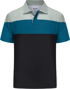 Mens Short Sleeve Golf Polo Shirts Dry Fit Moisture Wicking Performance Casual Sports Polo Shirts for Men