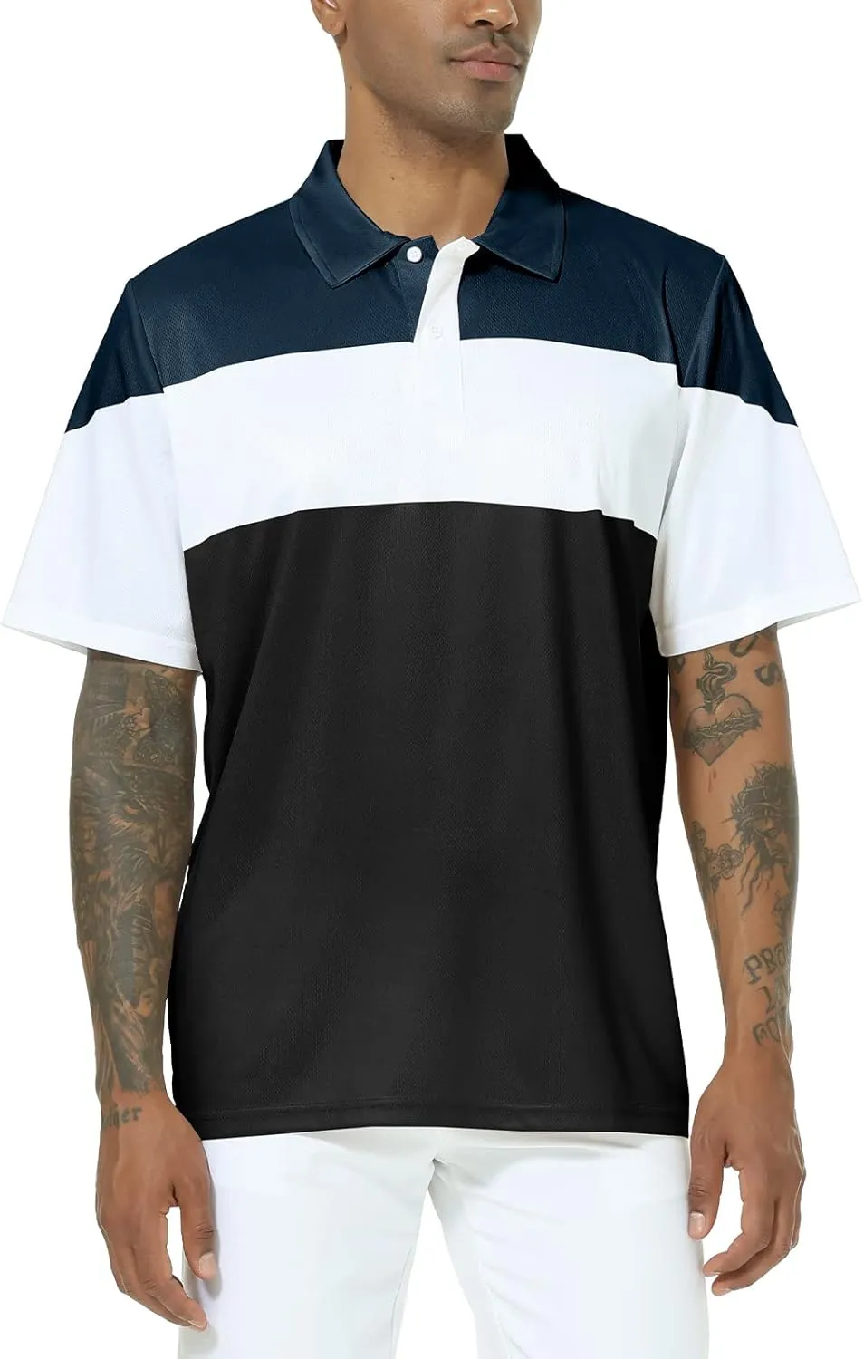 Mens Short Sleeve Golf Polo Shirts Dry Fit Moisture Wicking Performance Casual Sports Polo Shirts for Men
