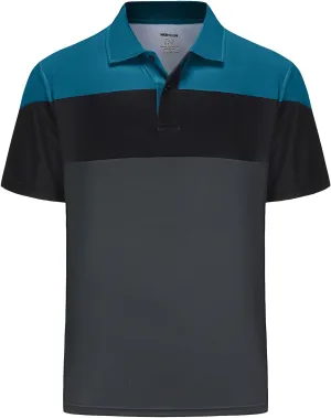 Mens Short Sleeve Golf Polo Shirts Dry Fit Moisture Wicking Performance Casual Sports Polo Shirts for Men