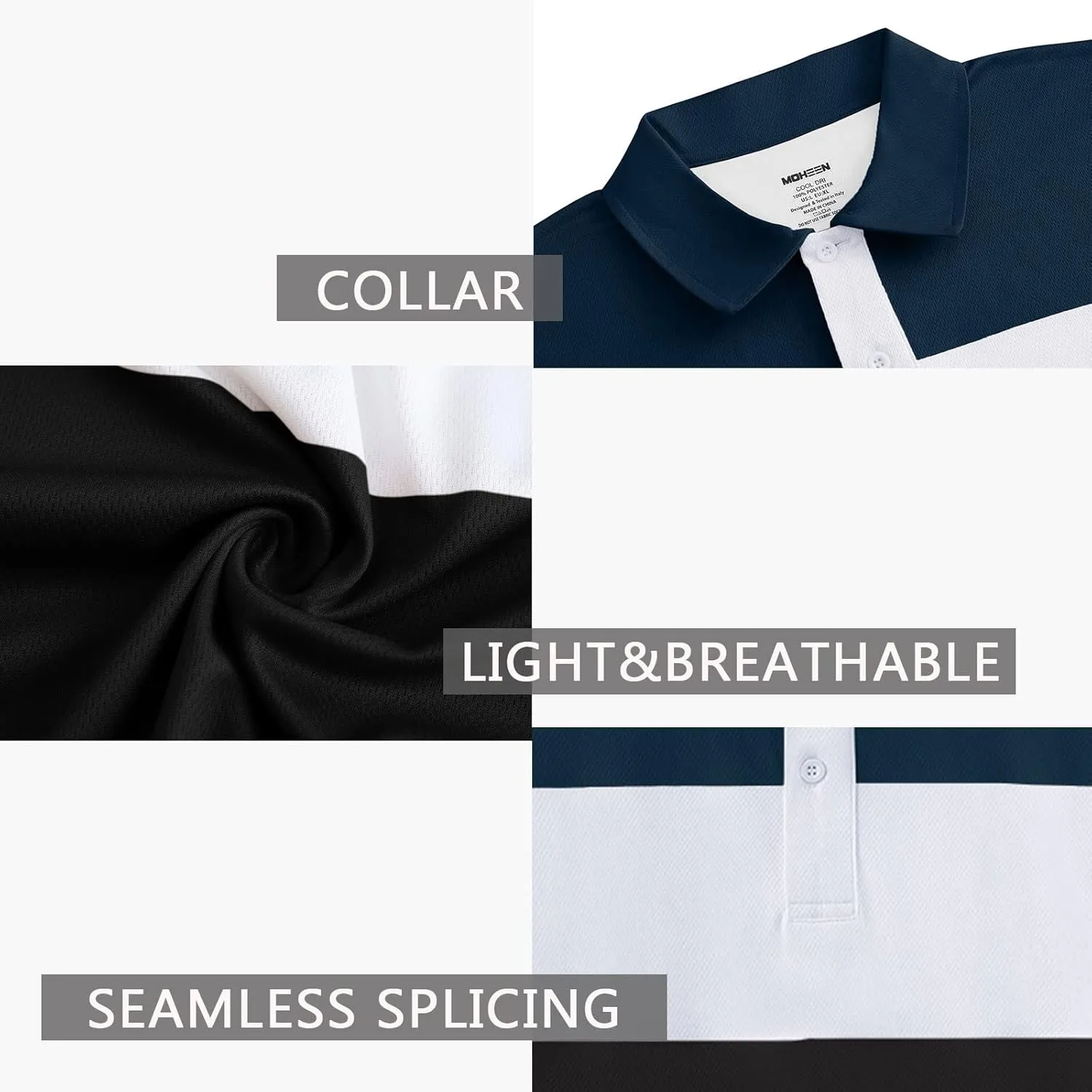 Mens Short Sleeve Golf Polo Shirts Dry Fit Moisture Wicking Performance Casual Sports Polo Shirts for Men
