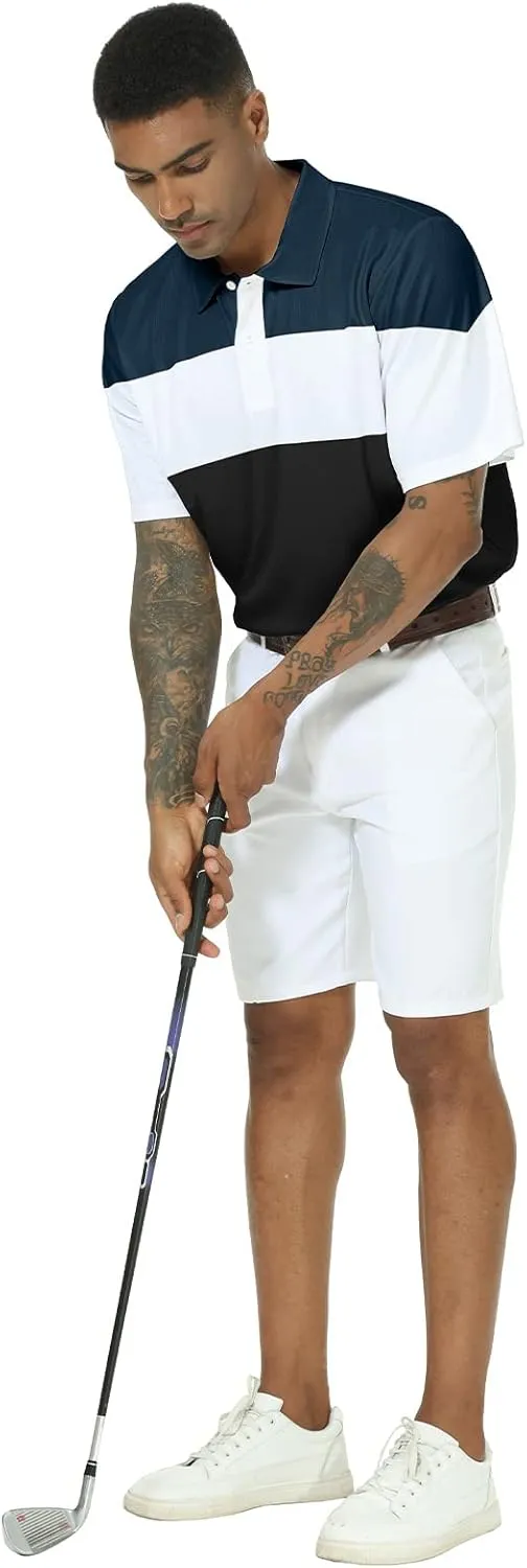 Mens Short Sleeve Golf Polo Shirts Dry Fit Moisture Wicking Performance Casual Sports Polo Shirts for Men