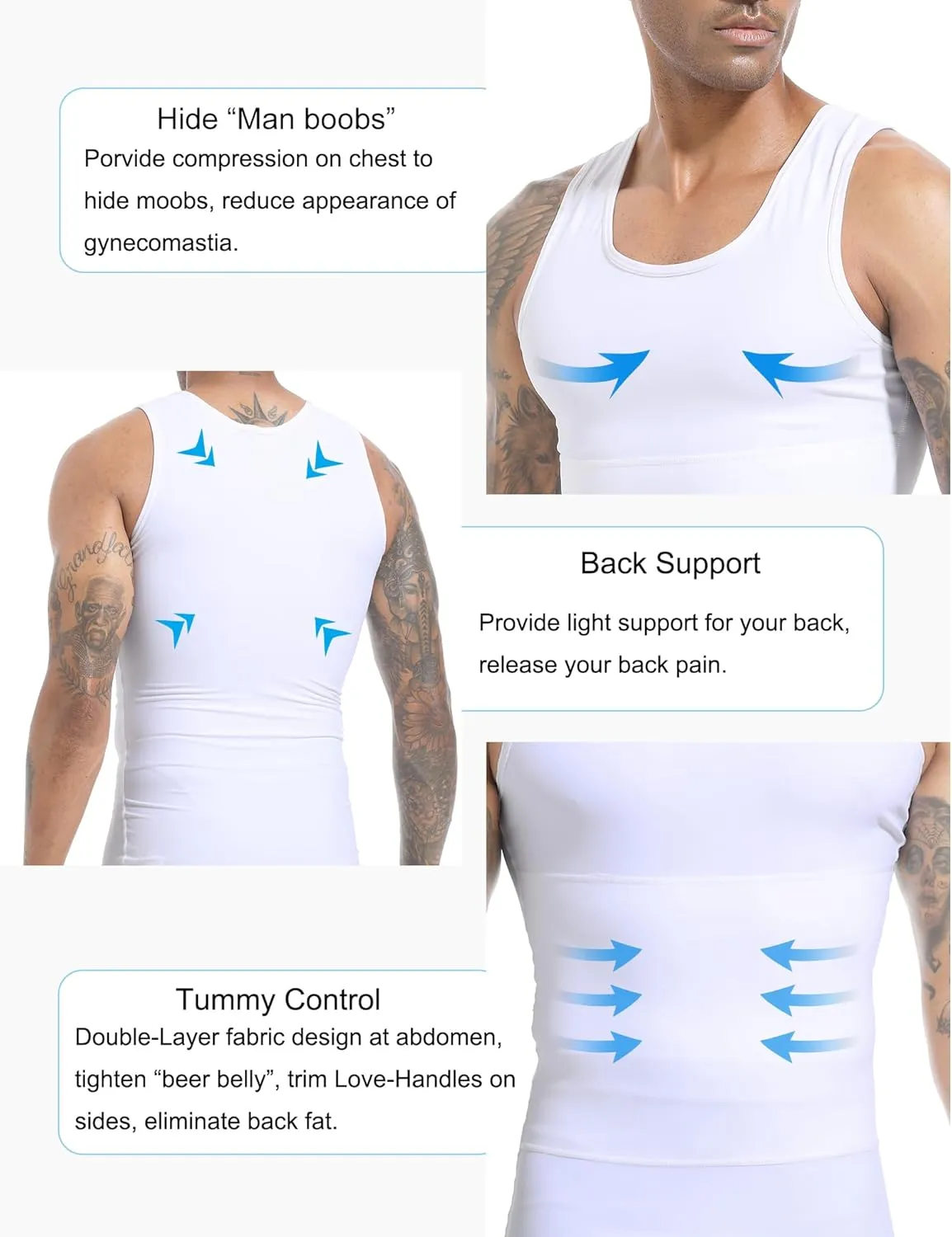 Mens Slimming Body Shaper Vest, Gynecomastia Compression Shirt Shapewear, Abs Abdomen Undershirts, Tummy Control Tank Top