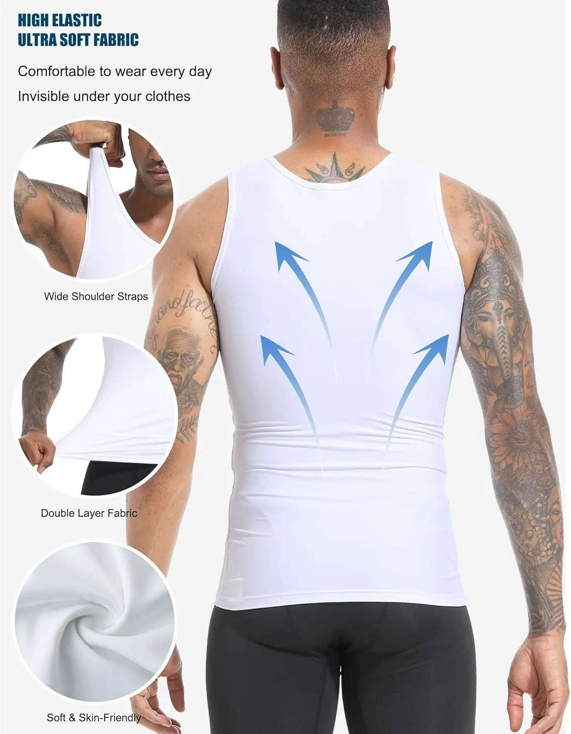 Mens Slimming Body Shaper Vest, Gynecomastia Compression Shirt Shapewear, Abs Abdomen Undershirts, Tummy Control Tank Top