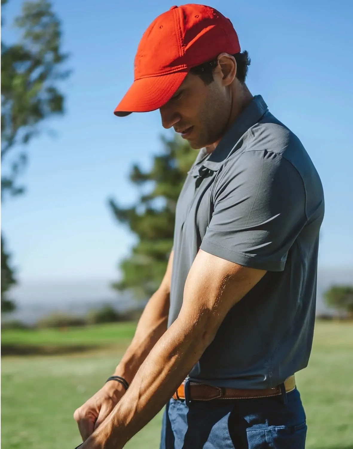 Men's UPF 50  UV Sun Protection Short Sleeve Active Polo Shirt