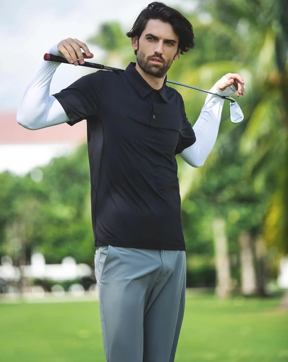Men's UPF 50  UV Sun Protection Short Sleeve Active Polo Shirt