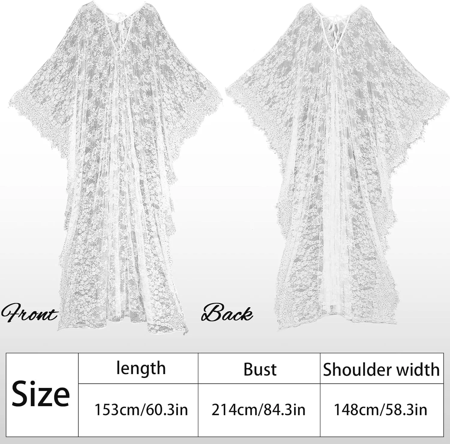 Mepase Boho Witch Lace Kimono Kaftan Dress Robe Bikini Swimsuit Beach Cover up for Women Maternity Vampire Carnival Costume