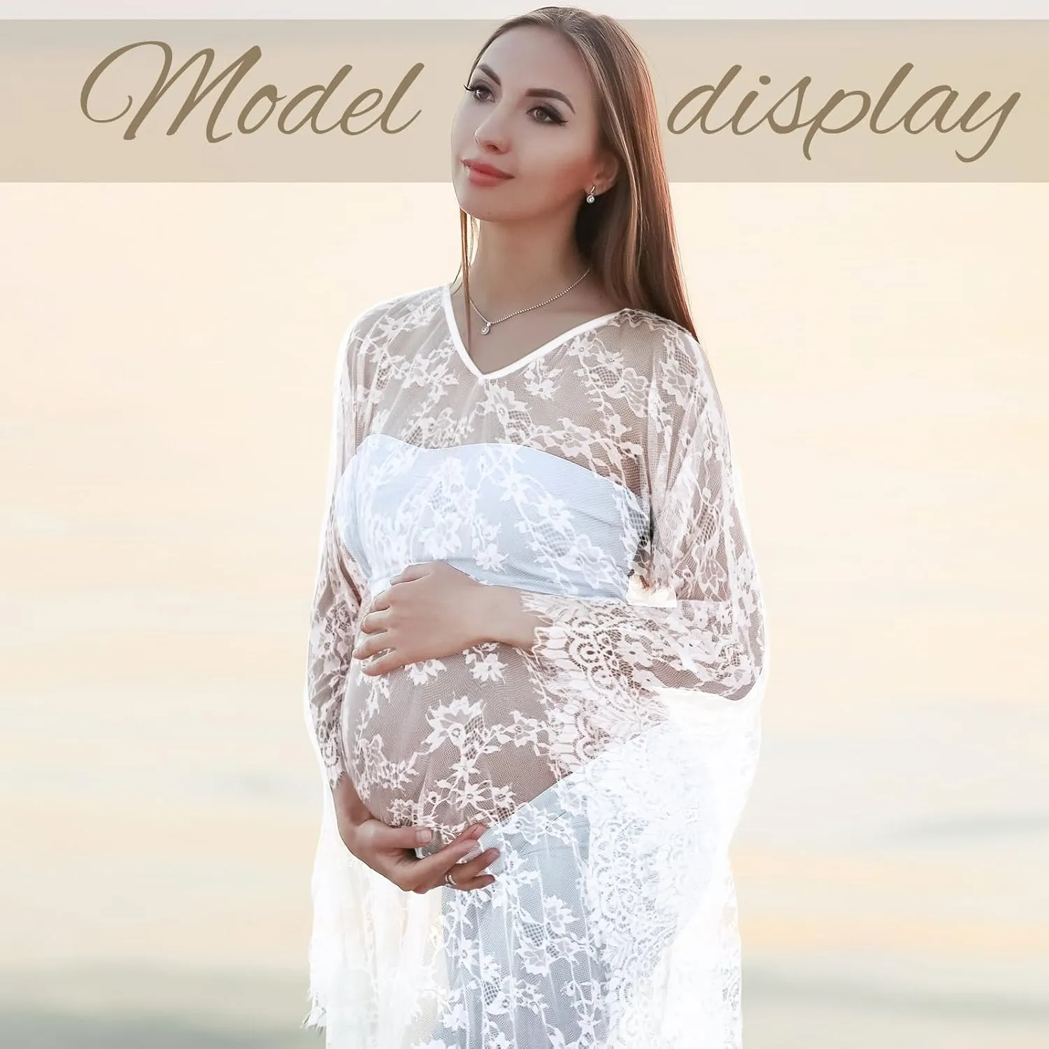 Mepase Boho Witch Lace Kimono Kaftan Dress Robe Bikini Swimsuit Beach Cover up for Women Maternity Vampire Carnival Costume