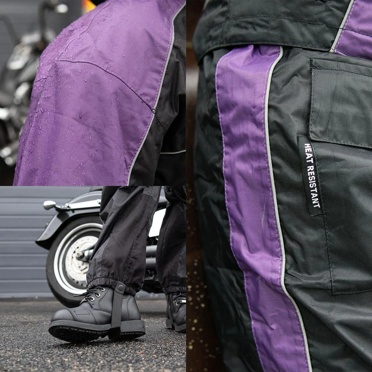 Milwaukee Leather Women's Motorcycle Hooded Water-Resistant Rain Suit for Outdoors - Medium
