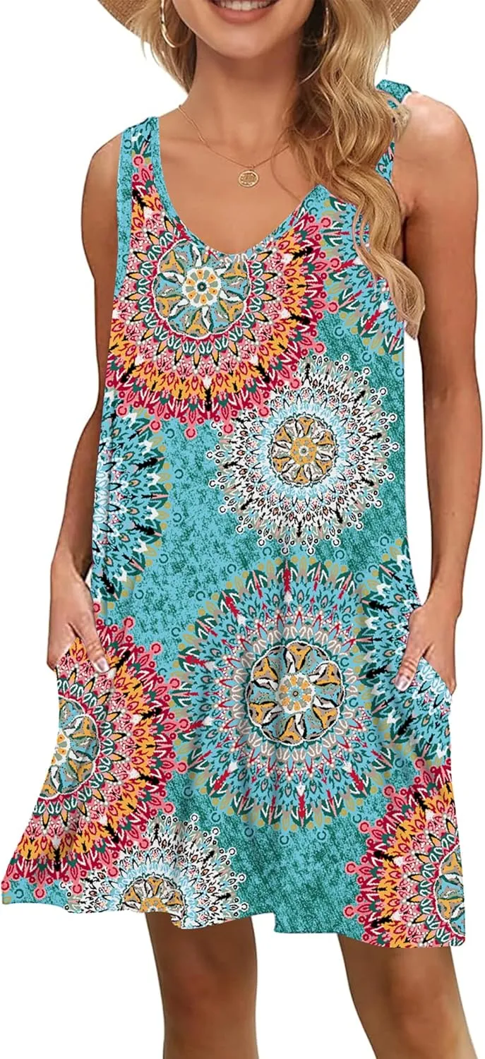 MISFAY Women's Summer Casual T Shirt Dresses Beach Cover up Tank Dress