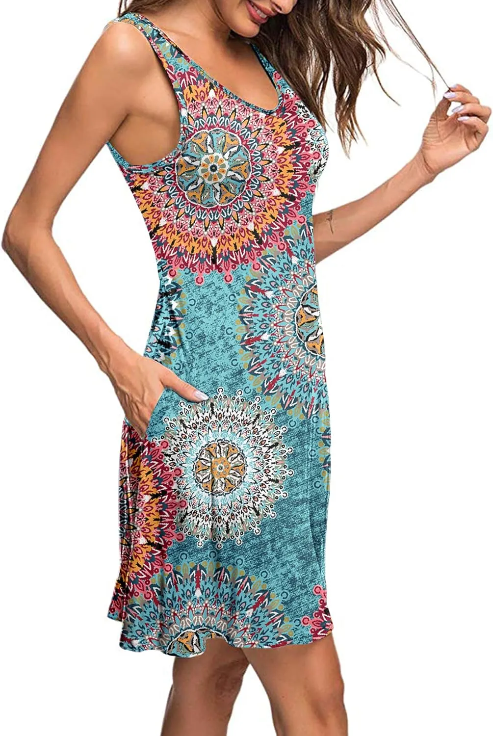 MISFAY Women's Summer Casual T Shirt Dresses Beach Cover up Tank Dress