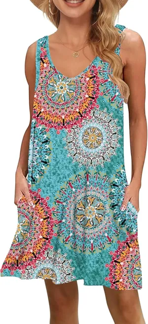 MISFAY Women's Summer Casual T Shirt Dresses Beach Cover up Tank Dress