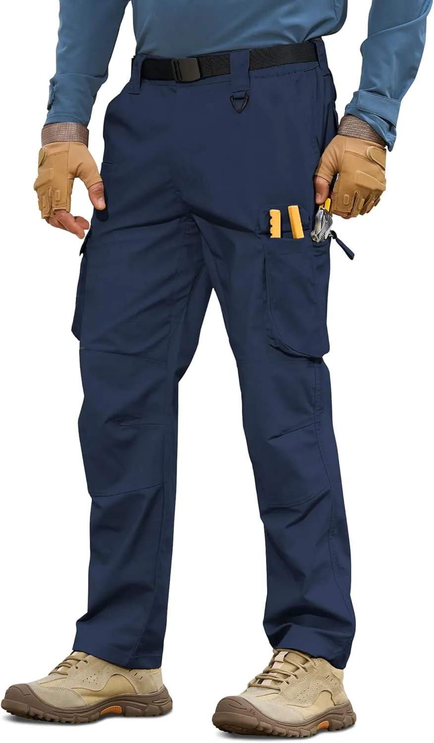 MOURCE Men's Tactical Pants Ripstop - Water-Resistant Lightweight Cargo Work Hiking Pants with 10 Pockets for Outdoor & EDC