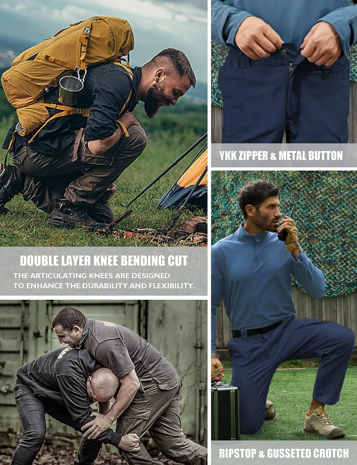 MOURCE Men's Tactical Pants Ripstop - Water-Resistant Lightweight Cargo Work Hiking Pants with 10 Pockets for Outdoor & EDC