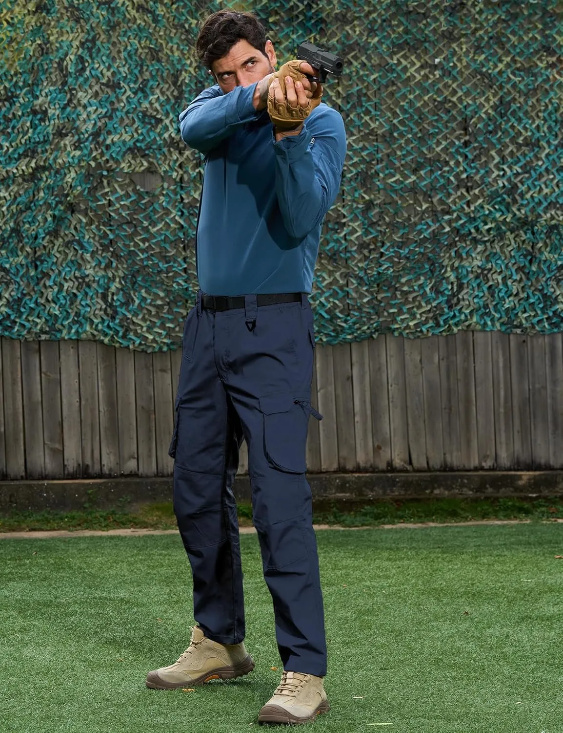 MOURCE Men's Tactical Pants Ripstop - Water-Resistant Lightweight Cargo Work Hiking Pants with 10 Pockets for Outdoor & EDC