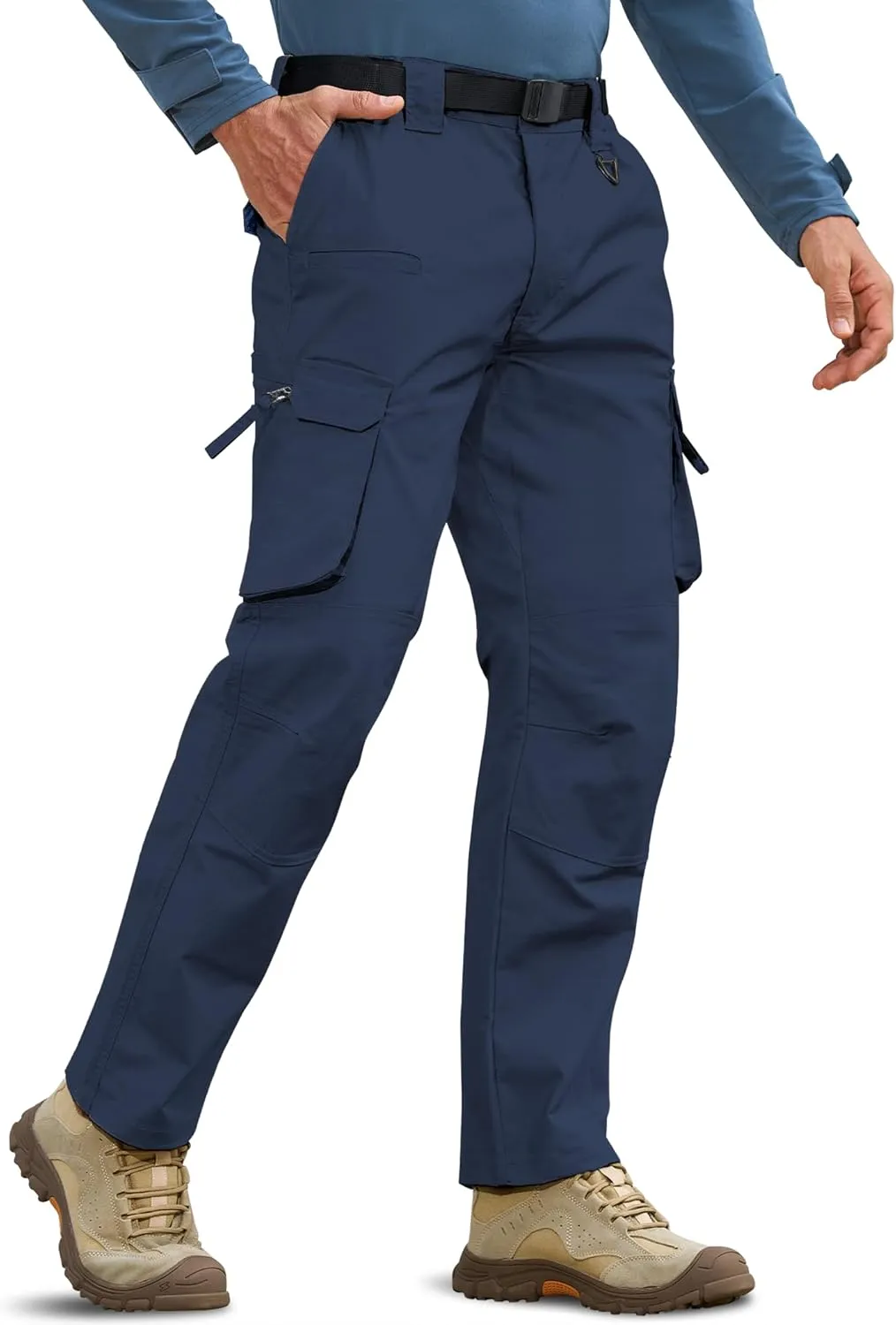 MOURCE Men's Tactical Pants Ripstop - Water-Resistant Lightweight Cargo Work Hiking Pants with 10 Pockets for Outdoor & EDC