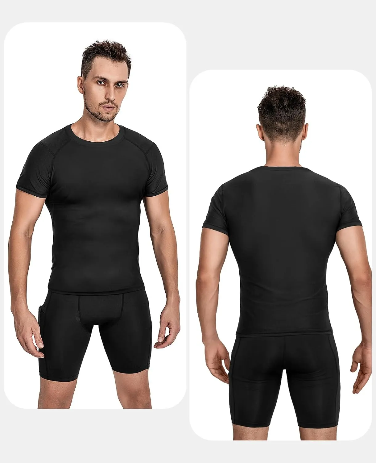 Niksa Men's Compression Shirts, Short Sleeve Athletic Compression Tops Dry Workout T Shirt, Rash Guard Base Layer Undershirt