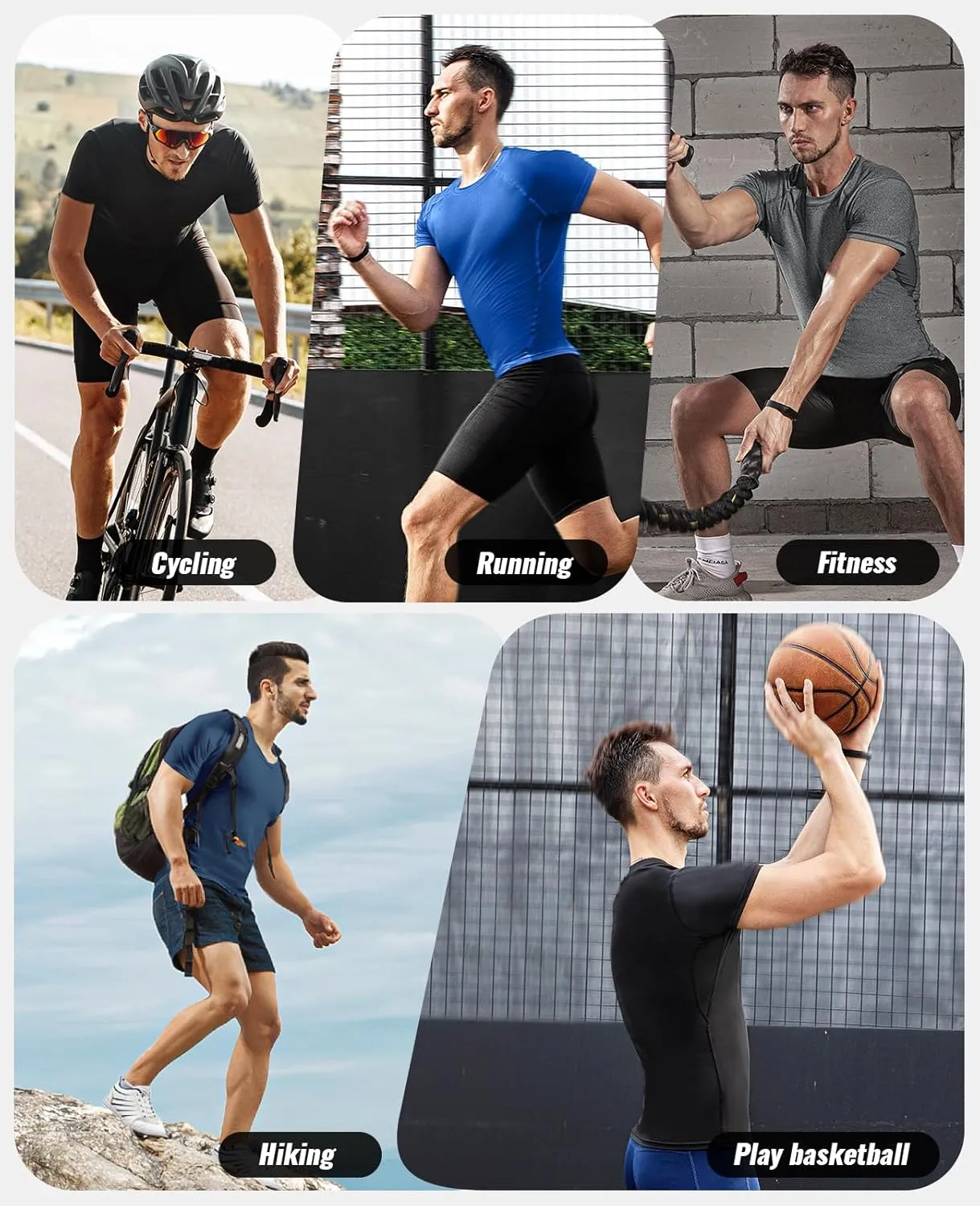 Niksa Men's Compression Shirts, Short Sleeve Athletic Compression Tops Dry Workout T Shirt, Rash Guard Base Layer Undershirt