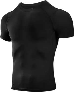 Niksa Men's Compression Shirts, Short Sleeve Athletic Compression Tops Dry Workout T Shirt, Rash Guard Base Layer Undershirt