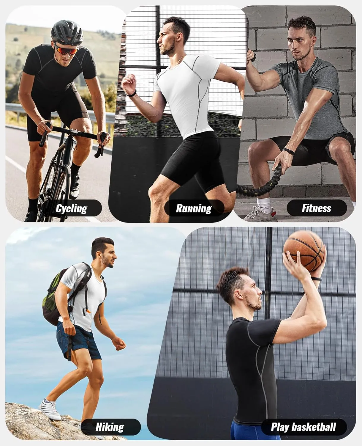 Niksa Men's Compression Shirts, Short Sleeve Athletic Compression Tops Dry Workout T Shirt, Rash Guard Base Layer Undershirt