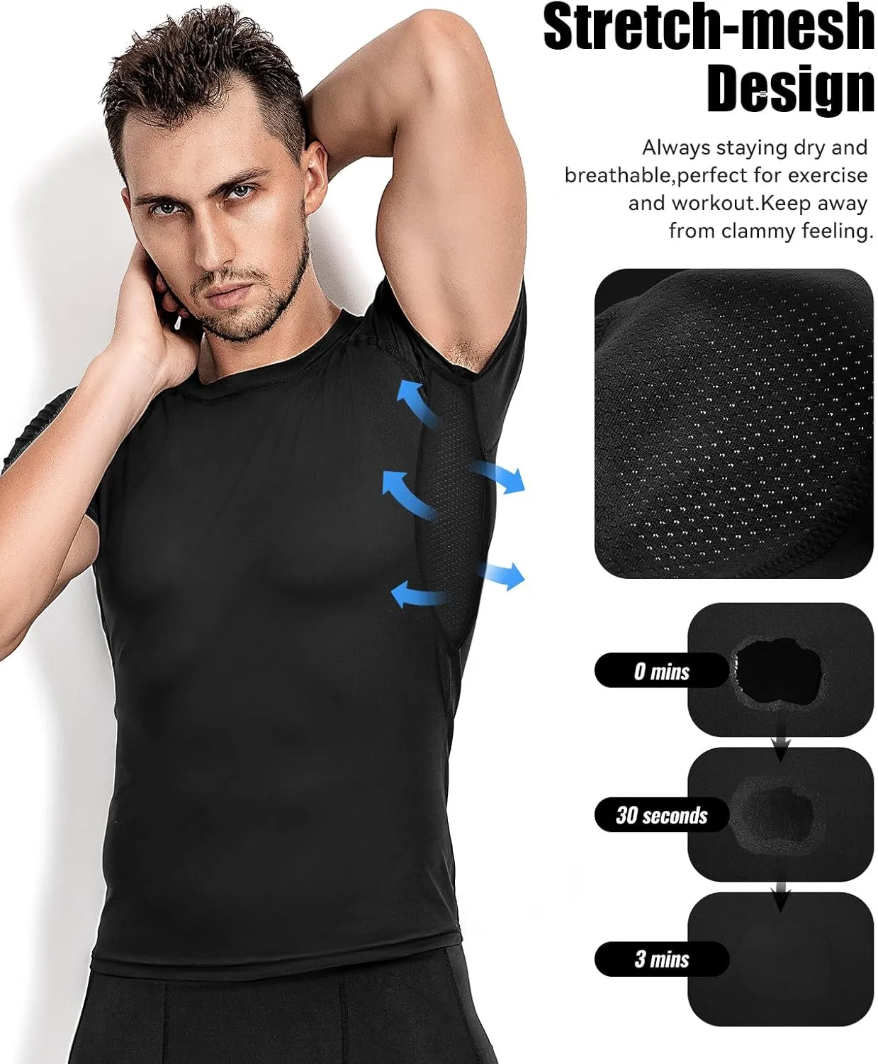 Niksa Men's Compression Shirts, Short Sleeve Athletic Compression Tops Dry Workout T Shirt, Rash Guard Base Layer Undershirt