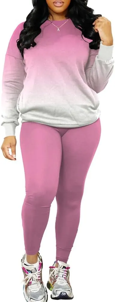 Nimsruc 2 Piece Outfits For Women Sweatsuits Sets Casual Long Sleeve Pullover Jogger Sweat Pants Set With Pocket