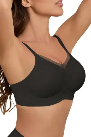 No Underwire Sheer Mesh V-Neck Bra Lace Soft Support Comfort Bra for Women Everyday T-Shirt Bralette