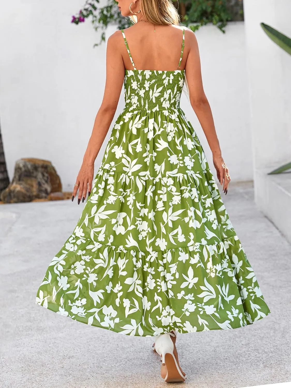 NOLLSOM Women's Summer Dress 2025 Casual Floral Boho Maxi Dresses Sleeveless Spaghetti Strap Long Beach Sun Dresses
