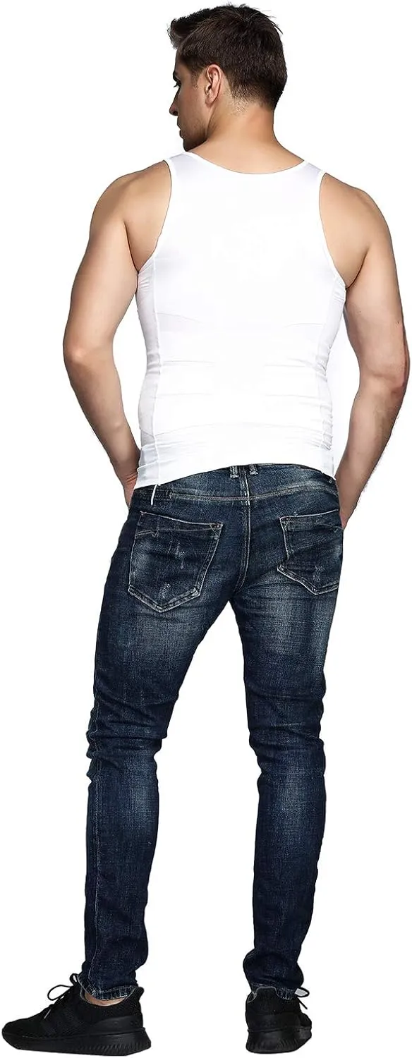 Odoland Mens 5 Pack Body Shaper Slimming Tummy Vest Thermal Compression Shirt Tank Top Shapewear