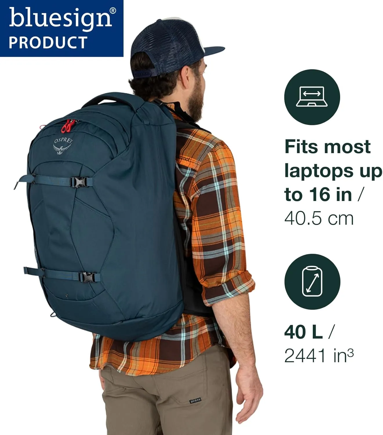Osprey Farpoint 40L Men's Travel Backpack, Gopher Green