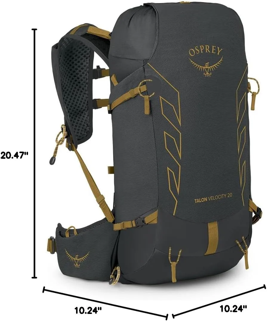Osprey Talon Velocity 20L Men's Hiking Backpack, Dark Charcoal/Tumbleweed, S/M