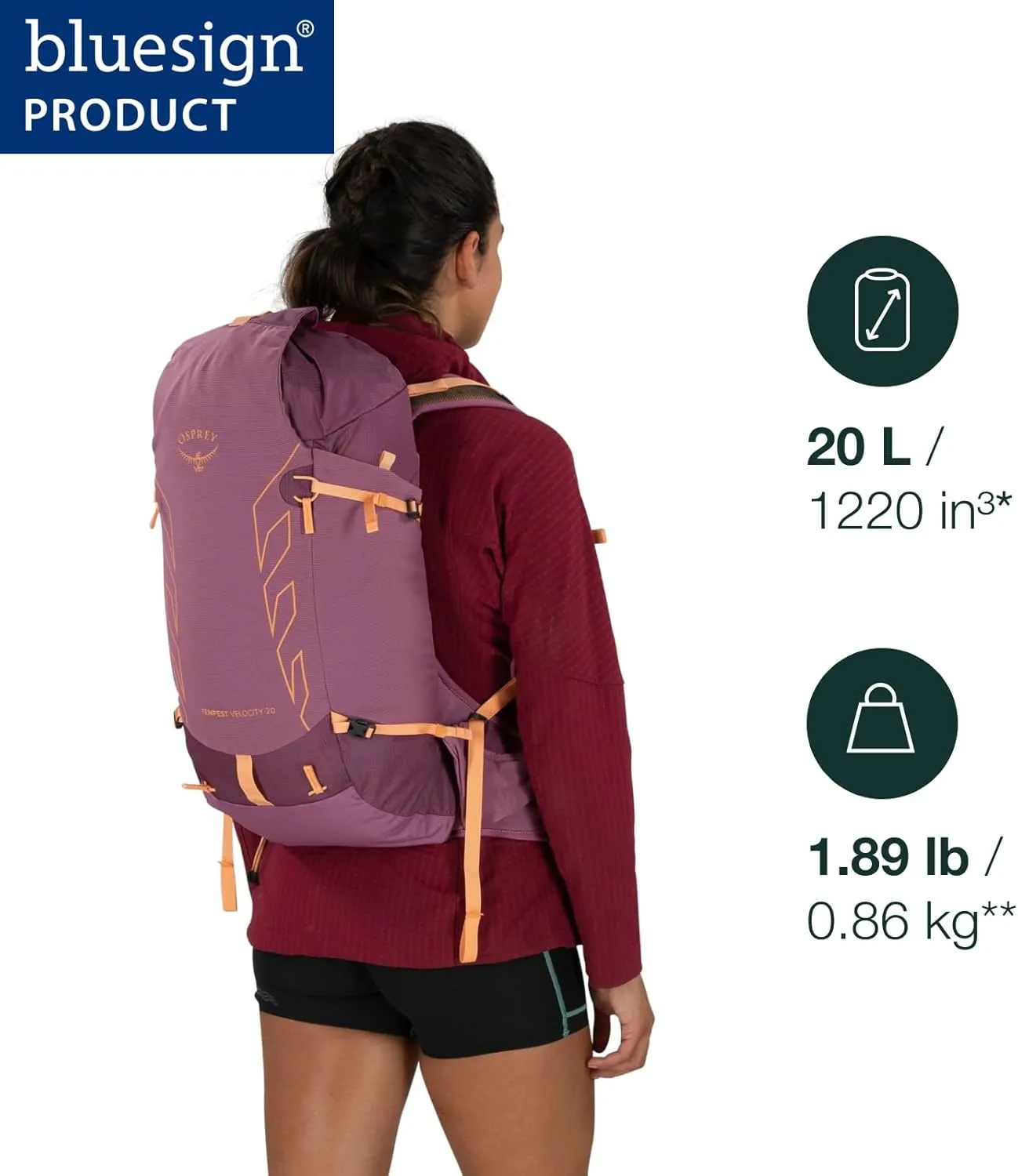 Osprey Tempest Velocity 20L Women's Hiking Backpack, Dark Charcoal/Chiru Tan, WM/L