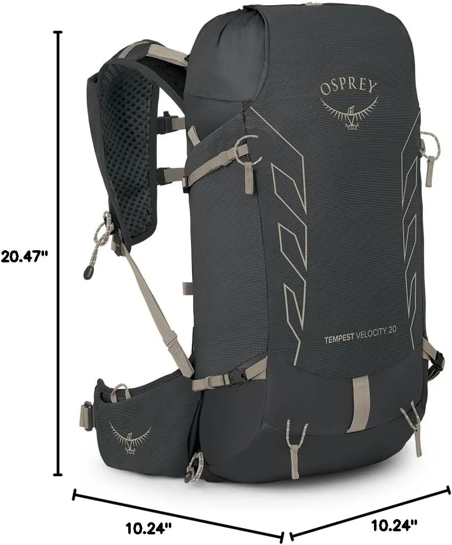 Osprey Tempest Velocity 20L Women's Hiking Backpack, Dark Charcoal/Chiru Tan, WM/L