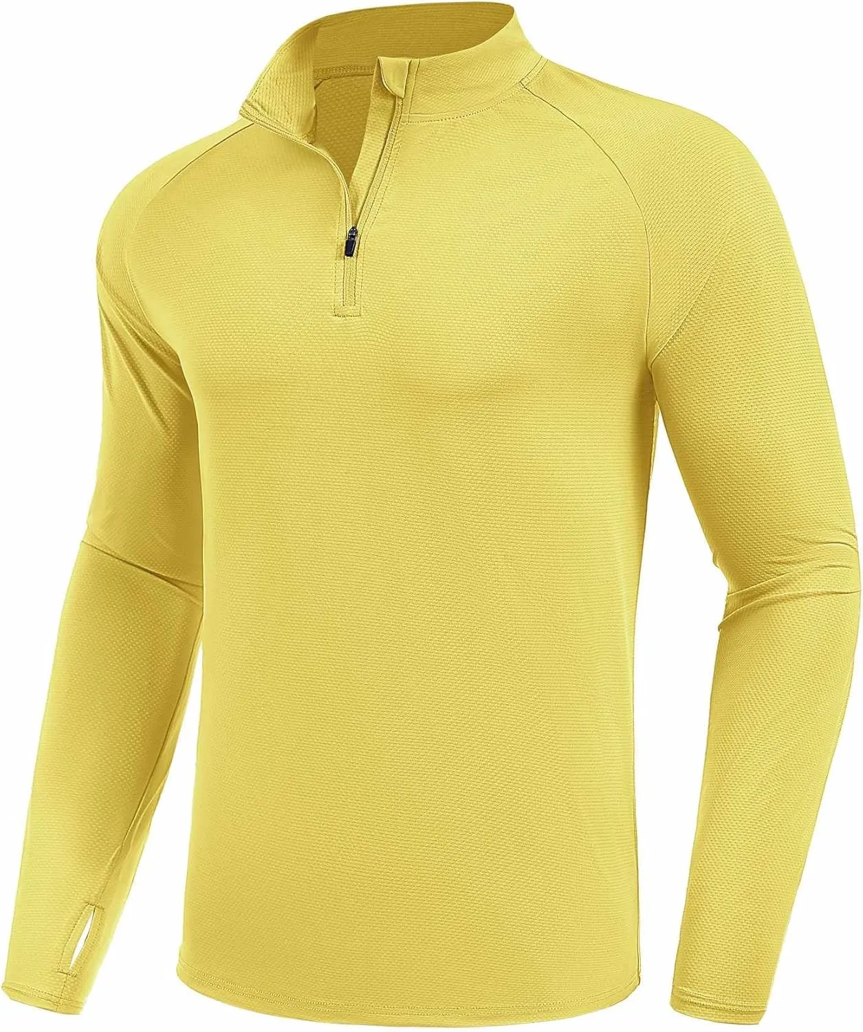 PINSPARK UV Long Sleeve Shirt for Men Quarter Zip Pullover Lightweight Rash Guard with Thumb Hole Quick Dry Workout Shirts