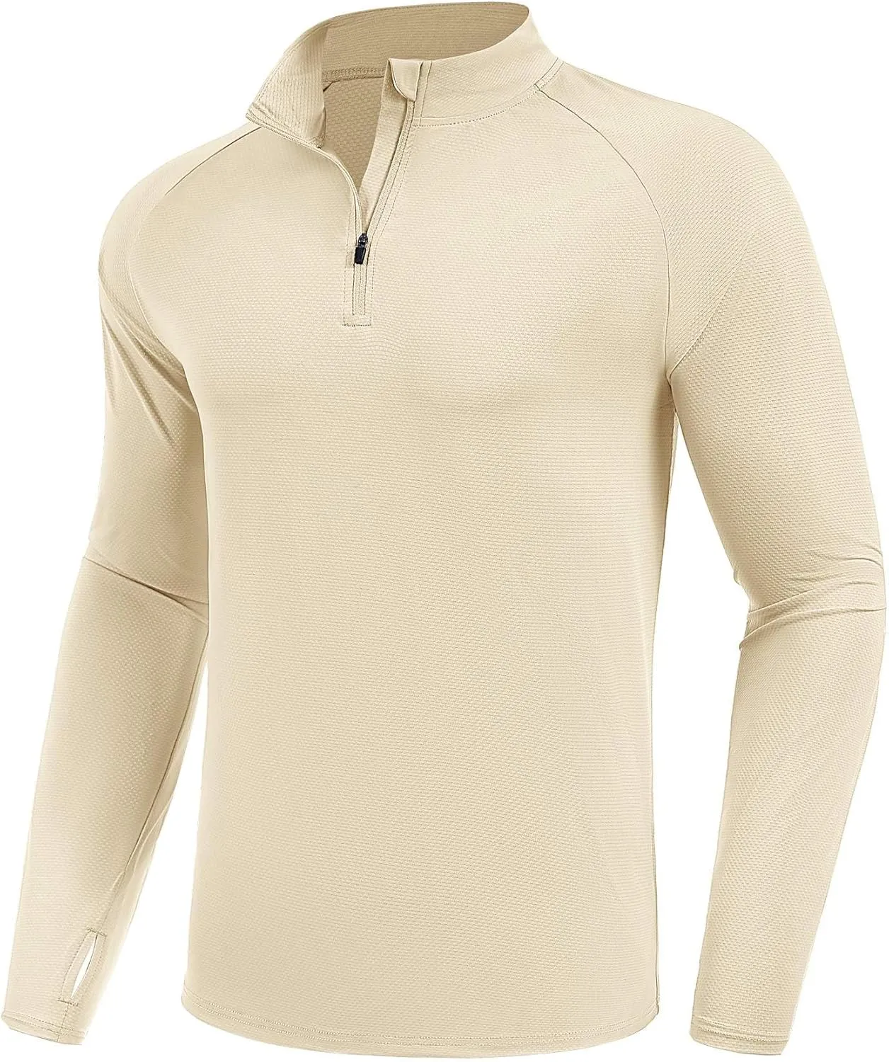 PINSPARK UV Long Sleeve Shirt for Men Quarter Zip Pullover Lightweight Rash Guard with Thumb Hole Quick Dry Workout Shirts