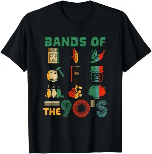 Retro Popular Music Bands of the 90s Funny Vintage Rock Band T-Shirt