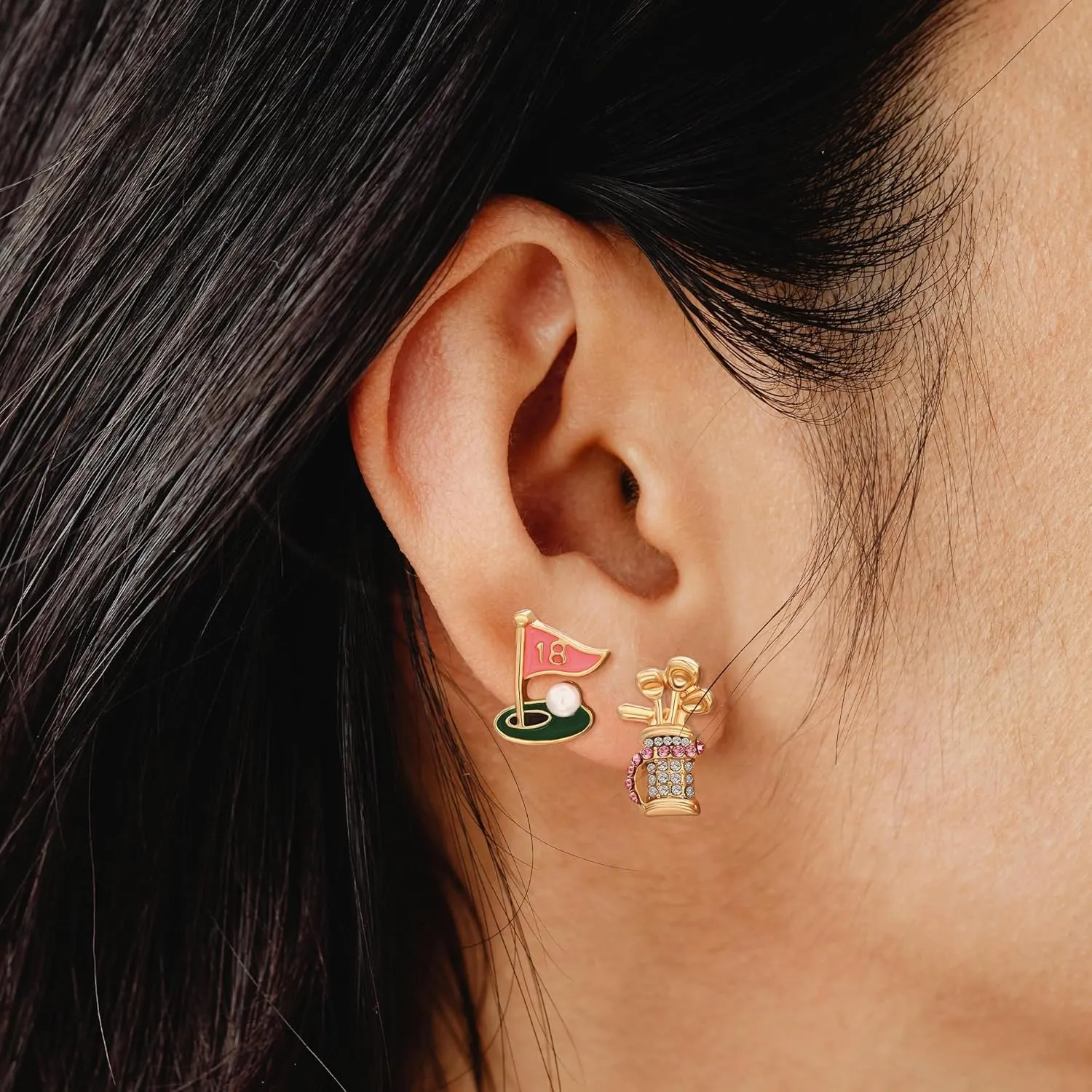 Rhinestone Earrings for Women,Football,Surfing,Tennis Ball,Pickleball,Golf,Basketball Sports Stud Earrings Trendy Dainty Gold Y2K earrings Jewelry for Mom Mama Lucky Charm Game Day Rugby