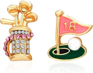 Rhinestone Earrings for Women,Football,Surfing,Tennis Ball,Pickleball,Golf,Basketball Sports Stud Earrings Trendy Dainty Gold Y2K earrings Jewelry for Mom Mama Lucky Charm Game Day Rugby