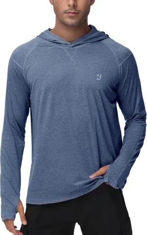 Roadbox Mens UPF 50  Fishing Shirts, Long Sleeve UV Sun Hoodie, Hiking Running Swim Athletic Workout Shirt