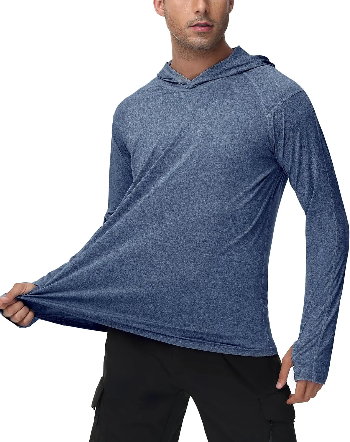 Roadbox Mens UPF 50  Fishing Shirts, Long Sleeve UV Sun Hoodie, Hiking Running Swim Athletic Workout Shirt