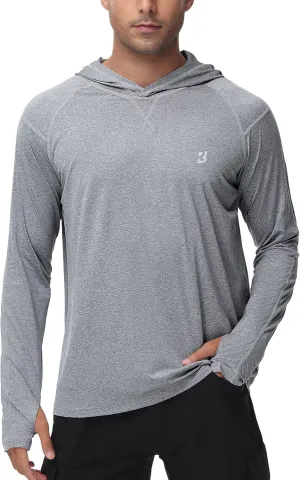 Roadbox Mens UPF 50  Fishing Shirts, Long Sleeve UV Sun Hoodie, Hiking Running Swim Athletic Workout Shirt