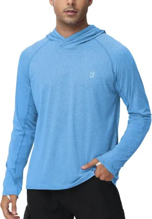 Roadbox Mens UPF 50  Fishing Shirts, Long Sleeve UV Sun Hoodie, Hiking Running Swim Athletic Workout Shirt