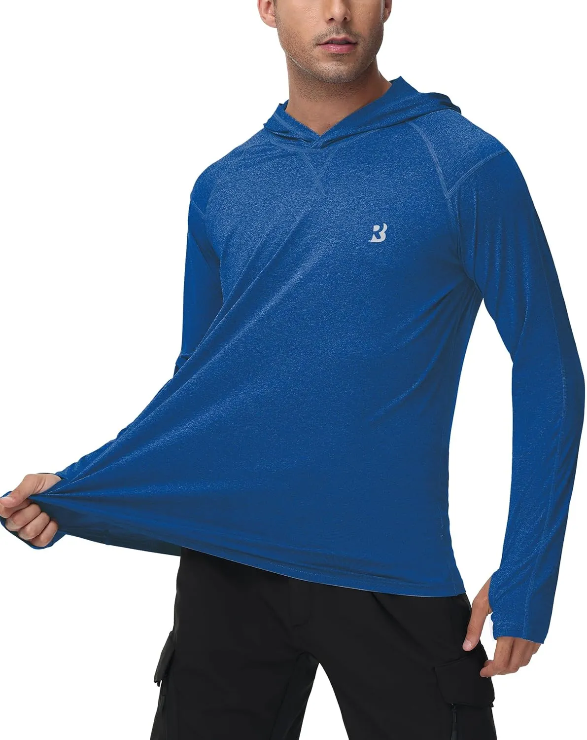 Roadbox Mens UPF 50  Fishing Shirts, Long Sleeve UV Sun Hoodie, Hiking Running Swim Athletic Workout Shirt