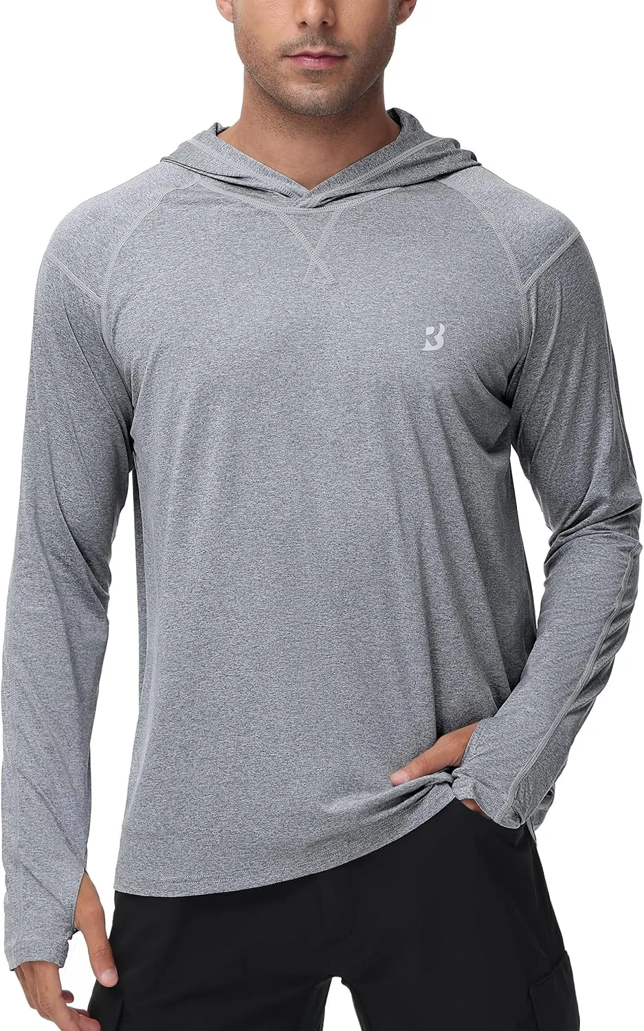 Roadbox Mens UPF 50  Fishing Shirts, Long Sleeve UV Sun Hoodie, Hiking Running Swim Athletic Workout Shirt