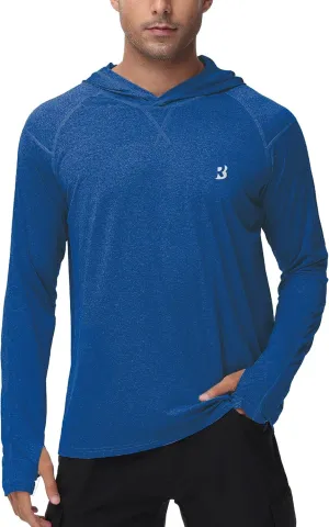 Roadbox Mens UPF 50  Fishing Shirts, Long Sleeve UV Sun Hoodie, Hiking Running Swim Athletic Workout Shirt