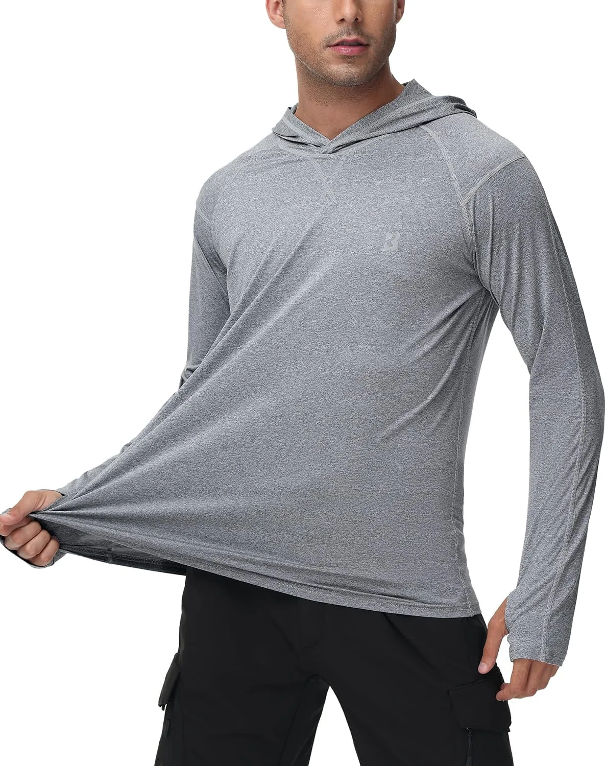 Roadbox Mens UPF 50  Fishing Shirts, Long Sleeve UV Sun Hoodie, Hiking Running Swim Athletic Workout Shirt