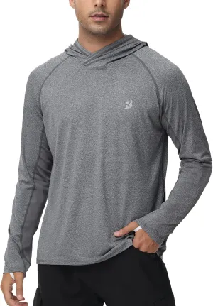Roadbox Mens UPF 50  Fishing Shirts, Long Sleeve UV Sun Hoodie, Hiking Running Swim Athletic Workout Shirt