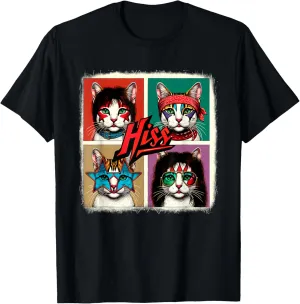 Rock Band Retro Cat Music Concert Band 70s 09S0SR T-Shirt