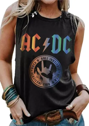 Rock N' Roll Institute Tank Top for Women Retro Country Music Shirt Rock Concert Band Tees Cool Graphic Sleeveless Top
