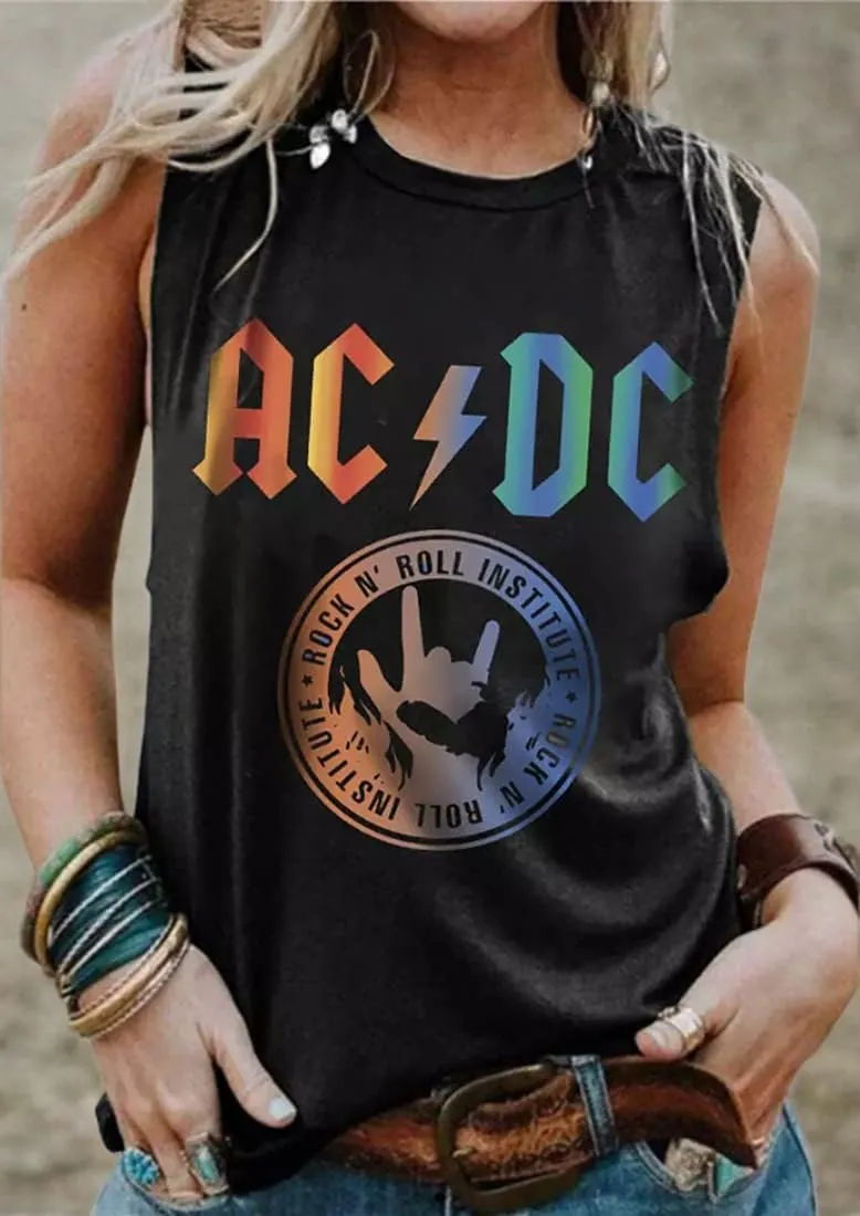 Rock N' Roll Institute Tank Top for Women Retro Country Music Shirt Rock Concert Band Tees Cool Graphic Sleeveless Top